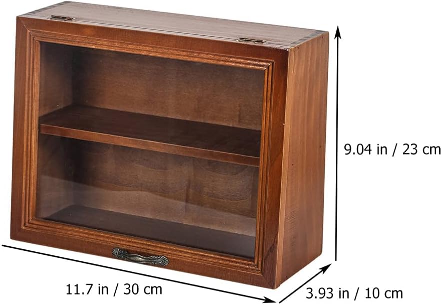 PATKAW Shadow Box Case Wooden Cup Display Case Shot Glasses Collectible Display Shelves Freestanding Box for Home Kitchen Decoration