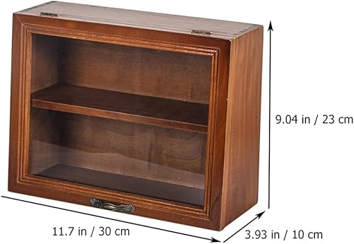Miniatura 6 de PATKAW Caja de madera para sombras, vitrina para vasos de chupito, estantes de exhibición coleccionables, caja independiente para decoración del