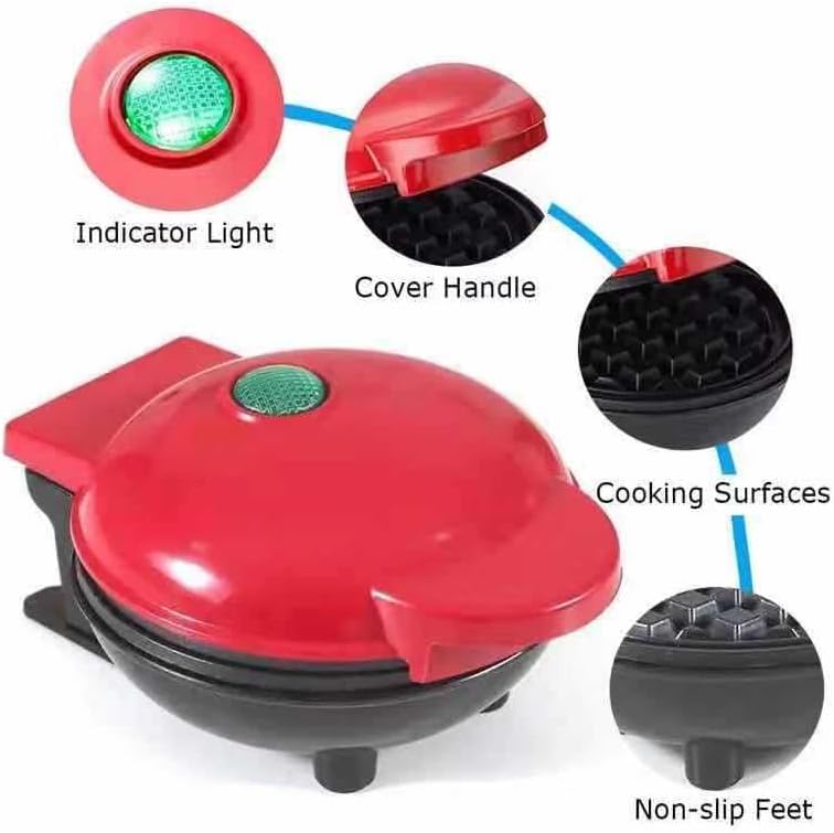 Miniatura 4 de Mini Maker - Máquina de gofres redonda, antiadherente, diseño compacto, plancha redonda con placas antiadherentes y mango fresco al tacto