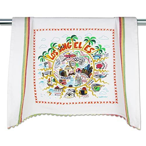 Catstudio Los Angeles Dish Towel, US Geography Souvenir Kitchen Towel, Hand Towels for Los Angeles Lovers, Travel Souvenir, Housewarming Gifts, Couple Gifts