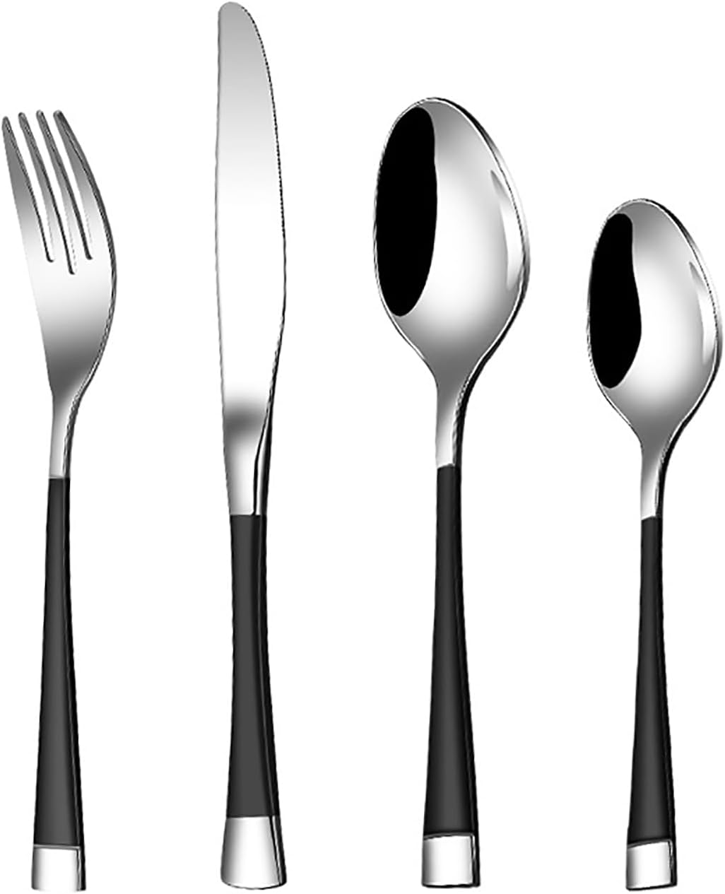 flatware set of 60 pieces, stainless steel cutlery set, kitchen tableware set for 15 utensil sets for adults gift choice dishwasher safe Black 60pcs(set for 15)