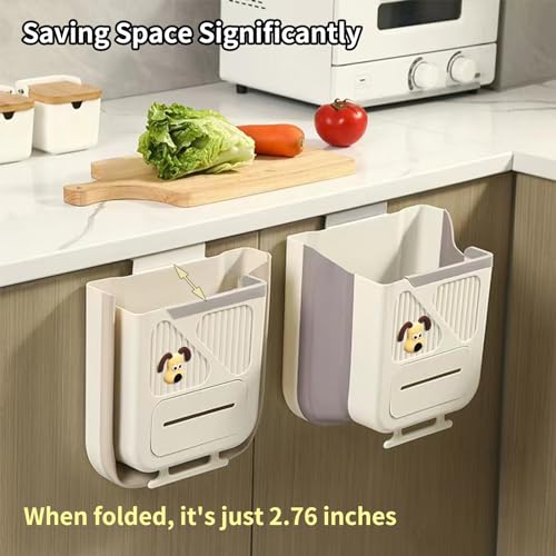 Image of Hanging Trash Can for Kitchen Cabinet Door,2.64 Gallon Collapsible Trash Can,Made of Premium TPR and PP,Ideal for Kitchen and Bathroom, or as A Rv Trash Can and Camping Trash Can