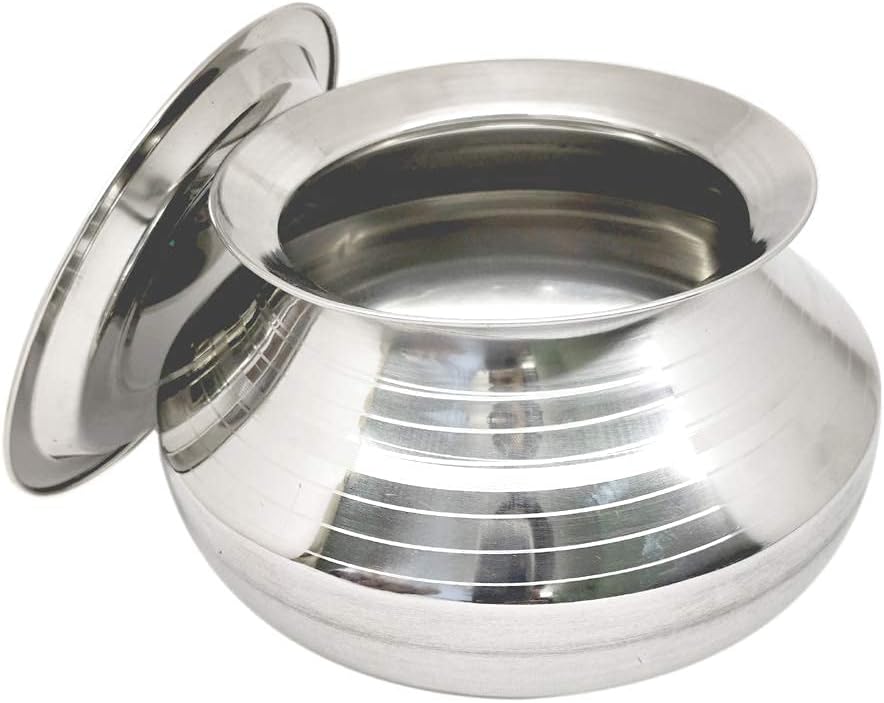 Bartan Hub Stainless Steel Handi with Lid ( Pongal Handi , 2500 ML , Dishwasher Safe ) Handi 2.5 L with Lid (Stainless Steel), Medium
