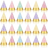 Sonwyoung 24 Pcs Colorful Party Hats for Kids Glitter Reusable Paper Hats for Baby Shower Birthday Party Decorations(Light, Macaron, Glitter)