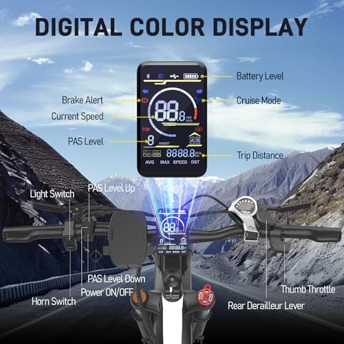 EDIKANI 26″ Electric Bike for Adults, Peak 1500W 34MPH Fast