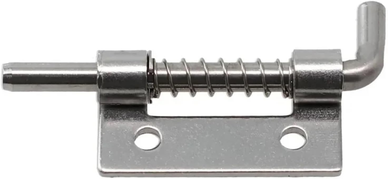 Spring Loaded Latch 2Pcs Stainless Steel Sliding Gate Door Latch Solid Bolts Latch Hasp Home Gate Safety Toilet Lock Tone Cabinet Hinges Spring Loaded for Panel Security(S Left)