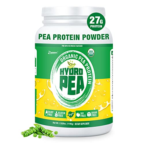 Zammex Organic Pea Protein Powder, 27g Proteins Per Serving,Plant Based 100% Vegan Canada Pea Powder, Gluten Free, Non-GMO,No Additives,Easy to Digest, 2.62lbs, Natural Flavor
