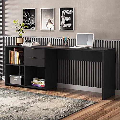 Mesa de Escritório em L 2 Gavetas 3 Nichos Office NT 2060 Notável Móveis