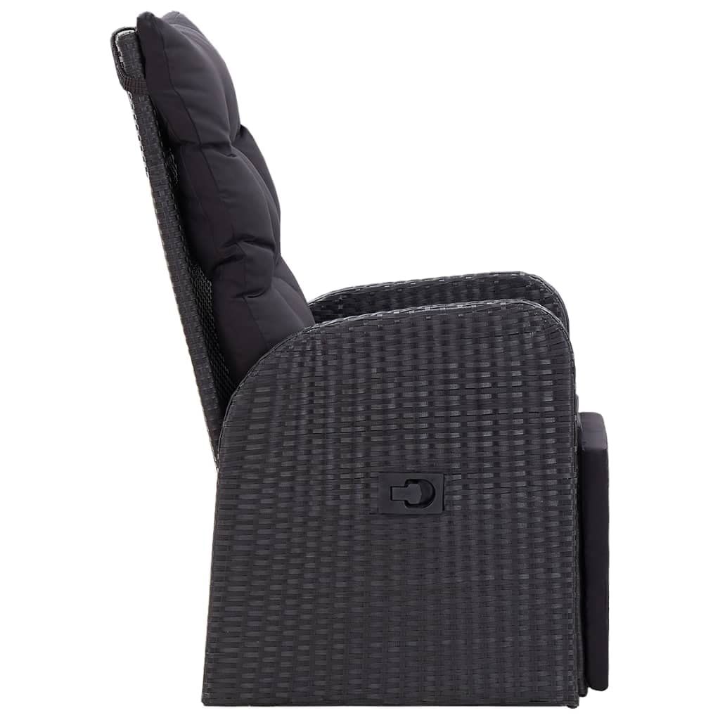 vidaXL 2X Sillones de Jardín Reclinables Muebles Exteriores Set de Salon Conjunto de Terraza Sillas de Patio con Cojines Ratán PE Negro