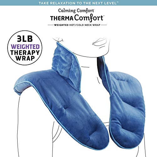 Calming Comfort ThermaComfort Weighted Hot Neck Shoulder Wrap- Deep Pressure Therapy, Herbal Aromatherapy