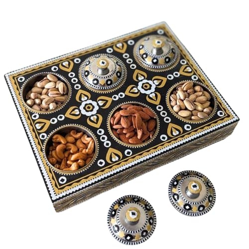 Traditional Multi Purpose Food Cart Trolley Kitchen Food Cart Dry Fruit and Nimco Serving Tray Home and Outdoor Food Cart - Black