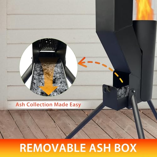 Beneouya 164 cm Raketenofen mit Glasrohr, Feuersäule und Pelletofen, Terrassenheizer und Gartenkamin für den Garten und die Terrasse