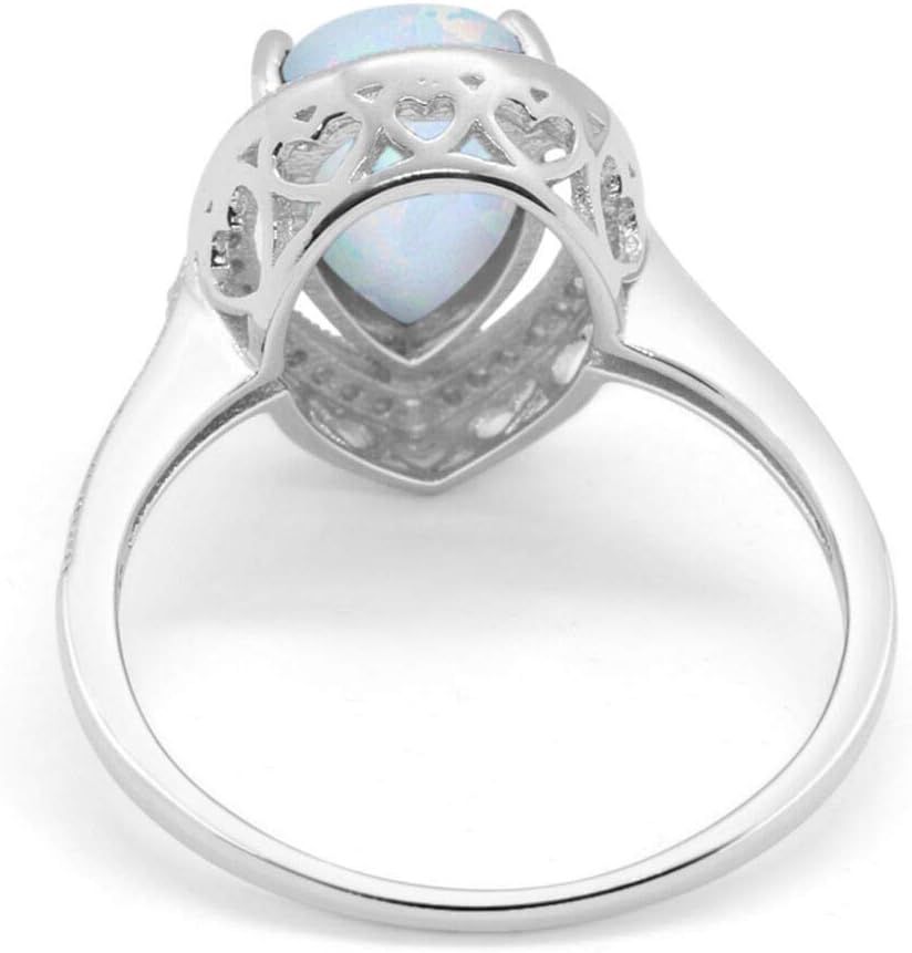 Blue Apple Co. Halo Teardrop Pear Shape Simulated Cubic Zirconia Bridal Ring 925 Sterling Silver Choose Color