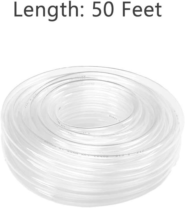 Eastrans Clear Vinyl Tubing Flexible PVC Tubing, Hybrid PVC Hose, Lightweight Plastic Tube, by 1/2 Inch ID, 50-Feet Length