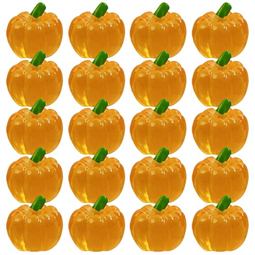 Halloween Mini Pumpkins, 20PCS Glow in The Dark Pumpkin Decor, Resin Fake Pumpkins, Realistic Pumpkins for Decorating Halloween Party Craft DIY Table Decoration Fake Pumpkins Halloween Miniatures Min
