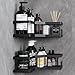AceMining Estanteria Ducha, 2 Pack Negro Estanteria Baño con Adhesivo, Acero al Carbono Estante sin Taladro, Organizador Ducha sin Taladro, Estante Baño de Acero al Carbono Sólido