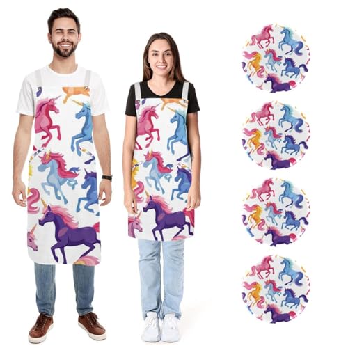 Tablier licorne en lin pour cuisiner en famille repas de fête