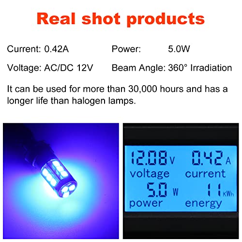 2Pcs AC/DC 9-30 1200LM BA9 BA9S LED Bulb CANBUS Error Free Super Bright 15-SMD 3030 Chip with Lens 53 57 1895 64111 LED Light Bulb for Car Interior Dome Map Door Courtesy License Plate Lights.,Blue.