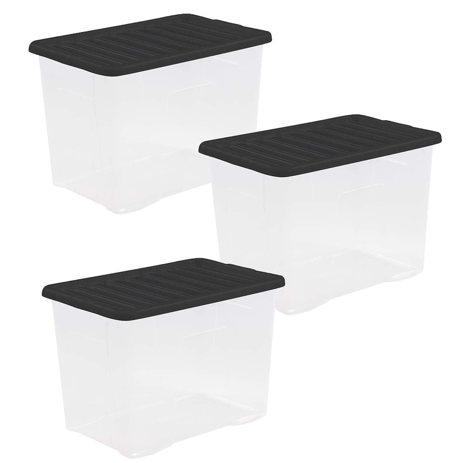 Buy Keraiz 80 Liter Crystal Clear Plastic Storage Box With Secure Clip