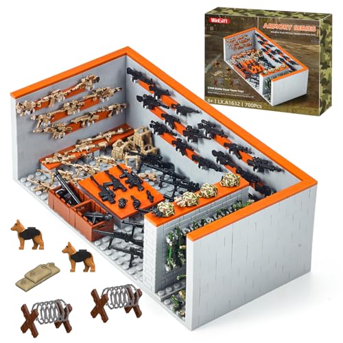 WINGIFT 700 Piece Armory Building Set,WW2 Military Base Army Equipment Building Kit,STEM Battle Swat Team Toys,Weapon Pack Military Equipment Gear Sets,Christmas Birthday Gifts for Boys,Teens,Adults