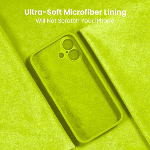 Image of FireNova Designed for iPhone 16 Case, Silicone Upgraded [Camera Protection] Phone Case, Soft Anti-Scratch Microfiber Lining Inside, 6.1 inch, Fluorescent Green
