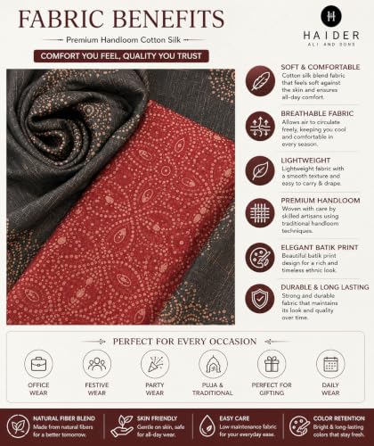 Image of HAIDER ALI AND SONS Handloom Cotton Silk Batik Print Unstitched Dress Material for Women with Dupatta | Bhagalpuri Suit Set | Salwar Suit Material | Festival, Party & Casual Wear