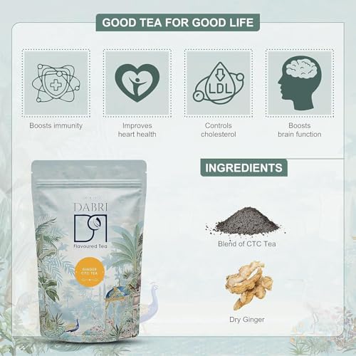 Image of Dabri Masala, Cardamom & Ginger CTC Chai Patti 750g Combo(Pack of 3 x 250g Each Pouch)Pure Natural Elaichi Masala Tea|Premium Organic Blend|Rich in Antioxidants|Supports Digestion,Heart & Cold Relief
