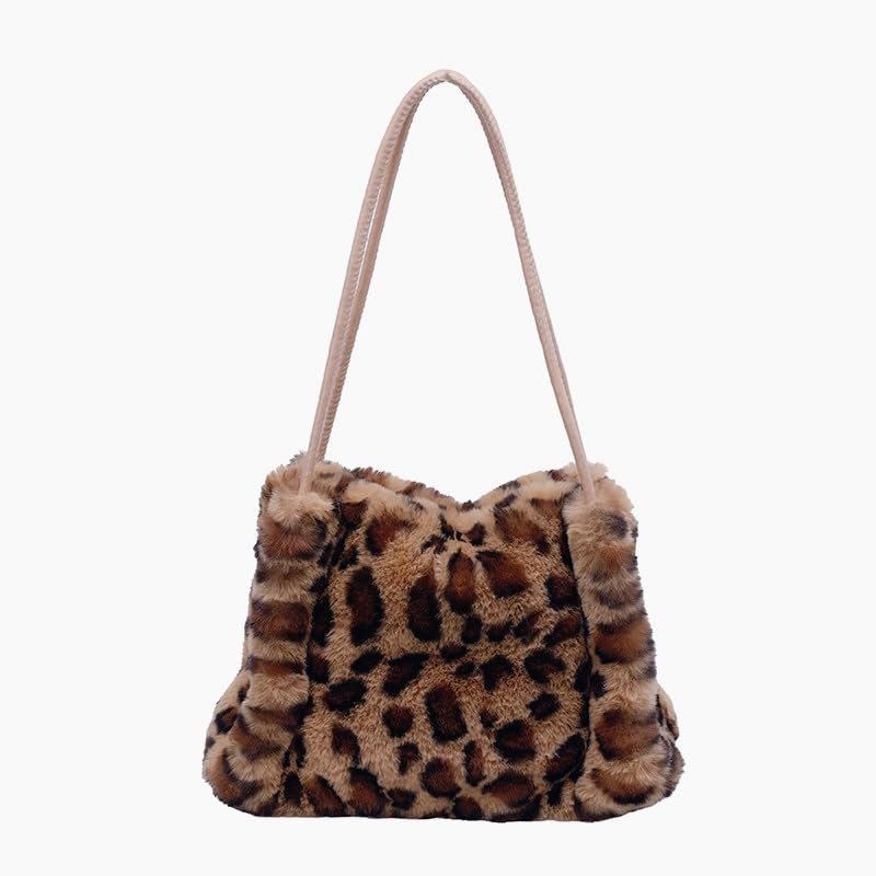Cartera pequeña para mujer, cartera de invierno con estampado de leopardo, tote Y2K floja con pelo sintético, mini cartera de pelo para mujer miniatura 1