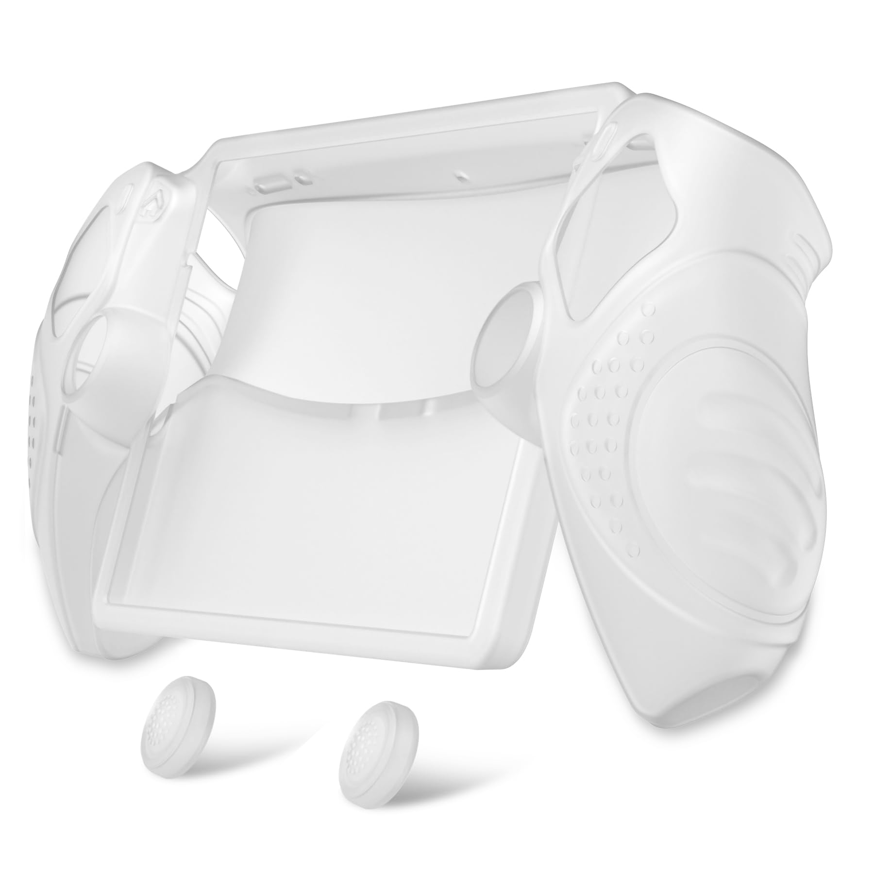 PlayVital Coque Protection pour PS Portal Accessoire avec Capuchon Joystick,Étui Housse Silicone pour PS Portal Remote Player Grip Cover Anti-Choc/Antidérapants-Blanc Transparent,Édition Guardian