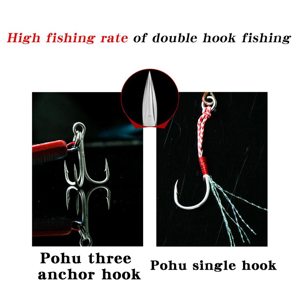 Fishing jig, 5Pcs 30g/40g Glow Pitch Jigs, Double Assist Hook Fishing Jig Saltwater Jigging Leurres pour Thon, Dogtooth Thon, Yellowtail, Kingfish, Bluefin