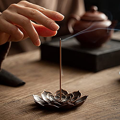 4 PCS Brass Lotus Incense Burner,Lotus Sticks Incense Burner,Brass Lotus Incense Sticks Holder for Home Fragrance Accessories,Yoga Hall,Aromatherapy Ornament - Thumbnail 4