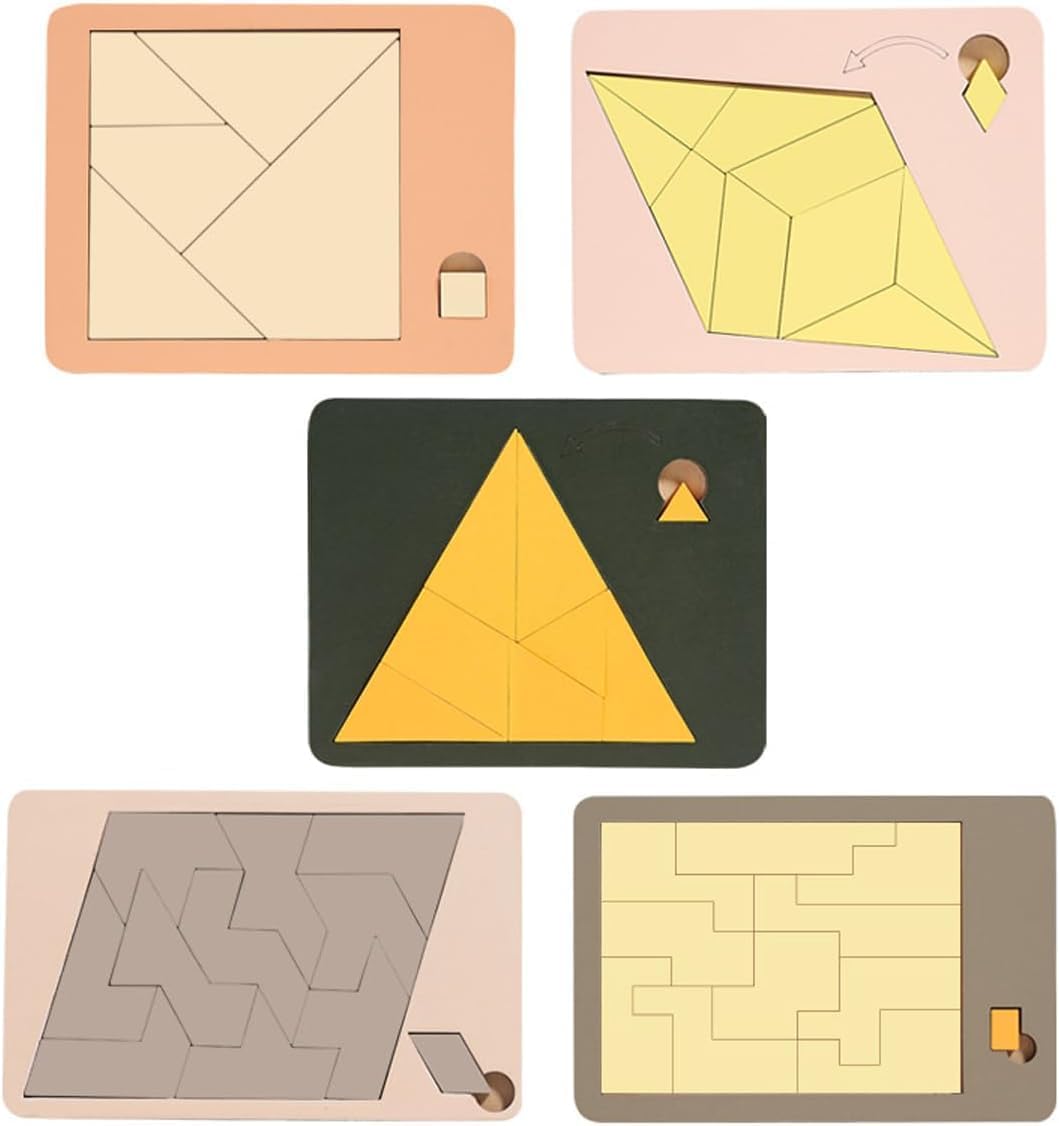 Triangle Puzzle, Solving The Wooden Block Puzzle Challenge, Wooden Irregular Shape Jigsaw, Vanished Square, Disappearing Triangle Design, Triangulator Wood Brain Teaser Jigsaw Game (TRILATERAL)