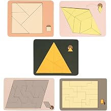 Triangle Puzzle, Solving The Wooden Block Puzzle Challenge, Wooden Irregular Shape Jigsaw, Vanished Square, Disappearing Triangle Design, Triangulator Wood Brain Teaser Jigsaw Game 5PCS