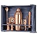 Mixology Bartender Kit: 11-Piece Copper Bar Set Cocktail Shaker Set with Rustic Wood Stand | Perfect Home Bartending Kit with Rose Gold Bar Tools and Martini Shaker for Foolproof Drink Mixing