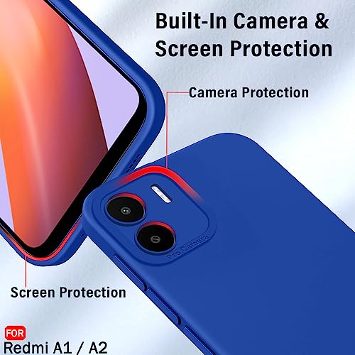 Image of TheGiftKart Liquid Silicon Back Cover Case for Mi Redmi A1 / A2 | Stylish Camera Protection Module | Micro-Fibre Lining Inside | Shockproof Back Cover Case for Mi Redmi A1 / A2 (Silicone, Blue)