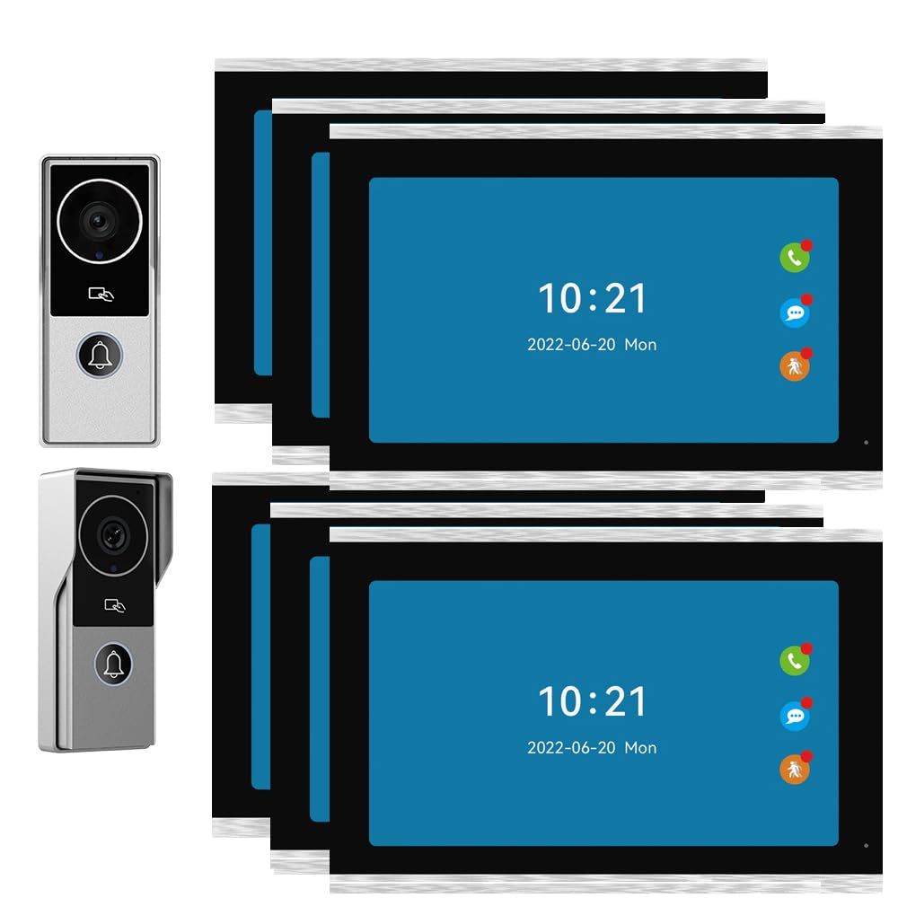 10" Screen 1080P 2MP HD 4pin Wired WiFi Video Doorbell Intercom System, Remote Phone Tuya APP Control, Support Phone Unlock Motion Detection IR Camera