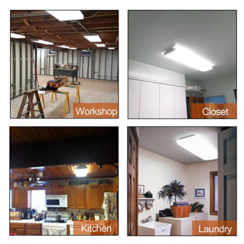 AntLux 4ft LED Garage Shop Lights LED Wraparound Light Fixture, 50W 5500LM, 4000K Neutral White, Integrated Low Profile Linear Flush Mount Ceiling Lighting, 128W Fluorescent Tube Replacement, 8 Pack