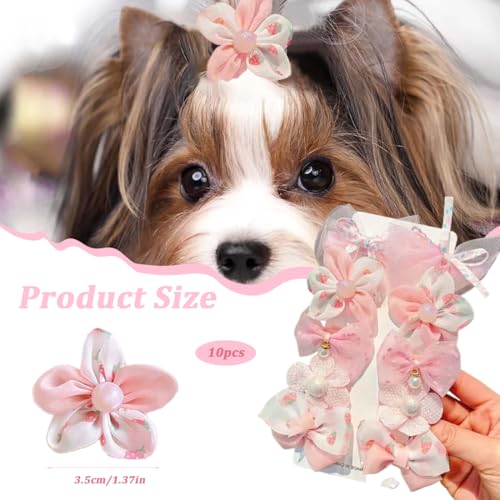 MIRKUZI Haaraccessories für Hunde,10 Stück Haarspange für Hunde und Katzen Haaraccessoires Zubehör, Kopfbedeckung für Haustiere,Hund BöGen Haarschmuck,Haarnadel mit Schleife für Haustiere