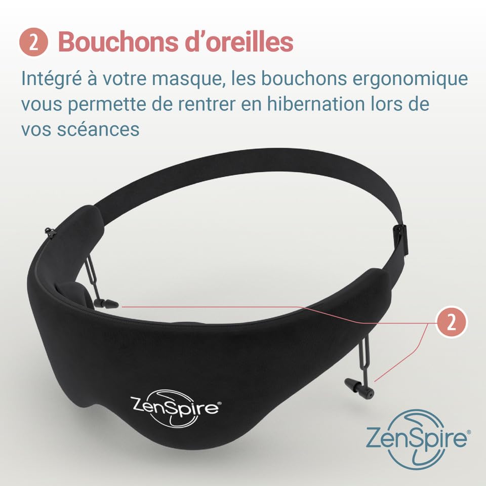 ZenSpire Sleep Mask 3 en 1 | Máscara de sueño 100% Blackout con tapones para los oídos de silicona y bolsa | Comodidad ergonómica, Oscuridad total, recuperación y sueño natural