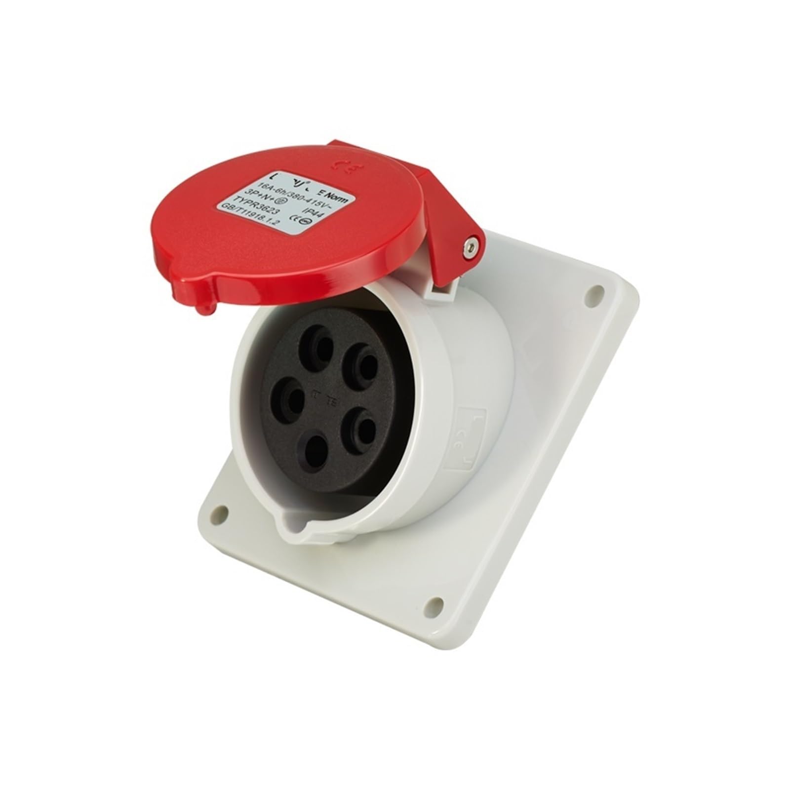 Toma industrial TYPR3623 para talleres con conector de aviación y base inclinada IP44