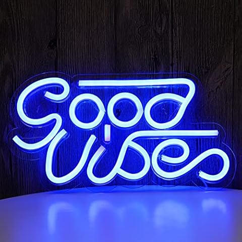 Good Vibes Led Neon sign,Neon Signs For Bedroom Wall Decor,Party,Wedding,Blue Neon Sign(13 x 7 inch) Cover