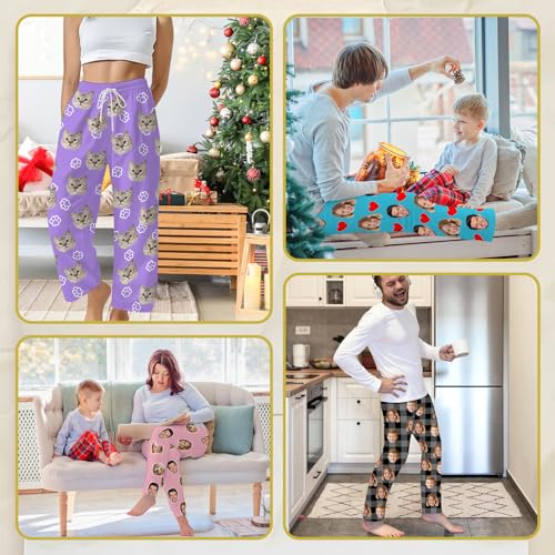 Custom Pajamas Pants with Photo Face, Personalized Pajama Sleepwear for Men Women Funny Couples Pjs Gf Gifts for Christmas4