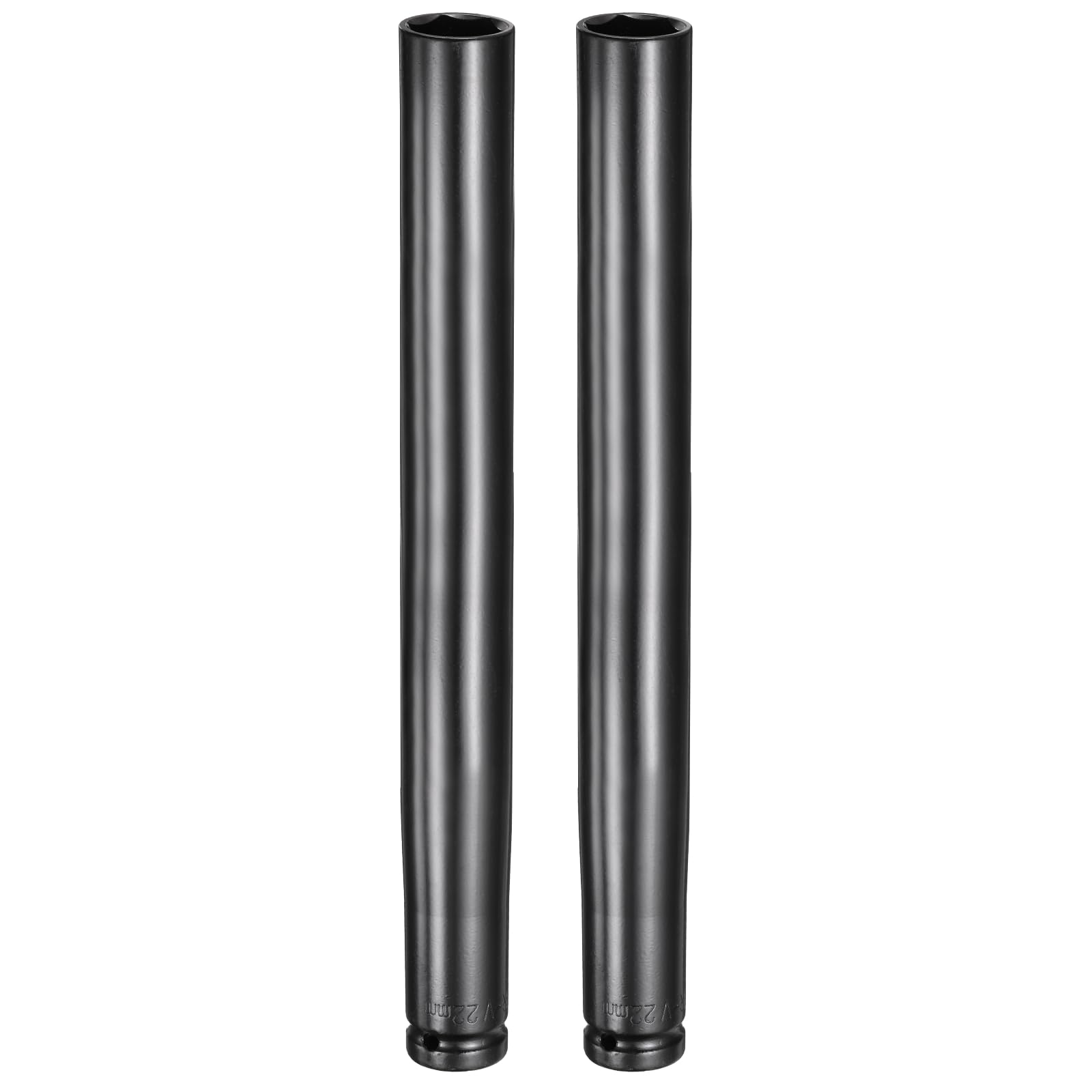sourcing map 2pcs 6-Point Deep Impact Socket 1/2" Drive 22mm Metric Socket 11.5" (293mm) Extra Long Heat-Treated 45# Steel for Home Auto Spindle Axle Hex Nuts Bolts Repair, Black — image 1