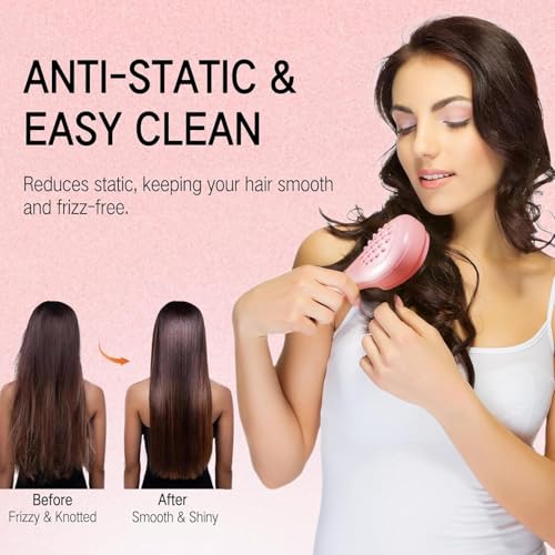 Image of 2-in-1 Self-Cleaning Hair Brush with Scalp Massager Anti-Static Detangling Massage Comb for Women, Men & Kids, Push-Button Hair Removal, Smooth Styling & Daily Hair Care Tool (multicolour)