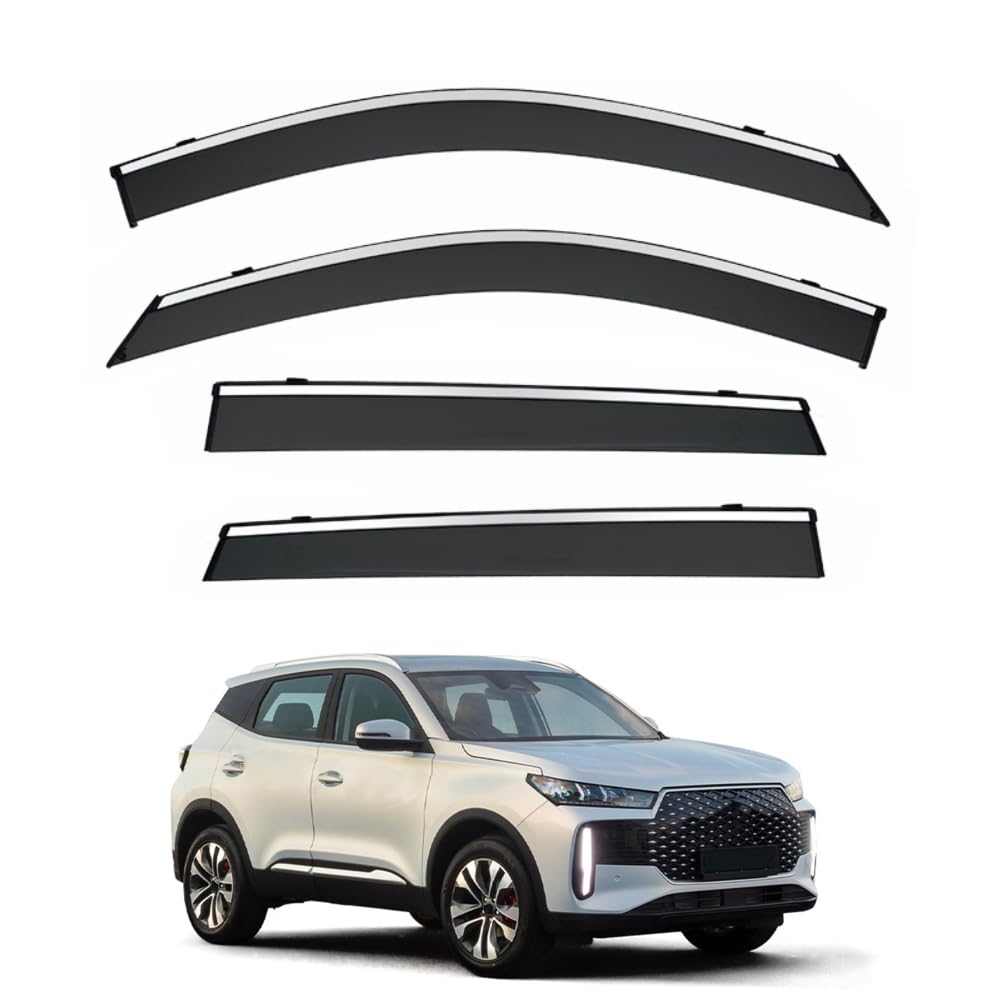 Qoemrhelt Normal 4Pc Set In-Channel Wind Deflectors, For Chery Tiggo Cross/Tiggo 4 / Ebro S400 / Dr 5.0 2024-2026 Window Visors Rain Guards Vent Visors Rain & Sun Protection,Car Accessories