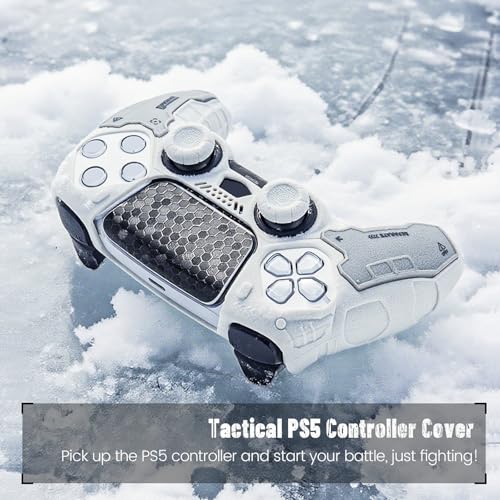 G.S.TAC Zestaw skórki do kontrolera taktycznego, kompatybilny z PS5, antypoślizgowe silikonowe etui kompatybilne z kontrolerem PS5, 2 uchwyty na kciuki i 2 naklejki, kompatybilne z Monster Hunter