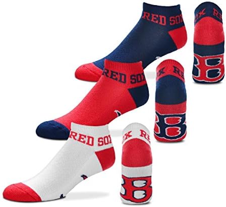 For Bare Feet "Money No-Show Ankle Socks 3 Pack - Boston Red Sox