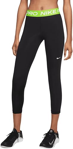 Nike LegginGrade School Pro 365 - Panel de malla recortada para mujer, NegroBlanco (BlackVoltWhite)