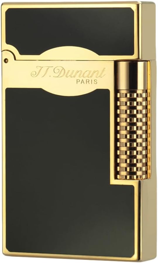 Black Lacquer Lighter, Le Grand Lighters, Clear Sound, Adjustable Soft Flame, Unique Gift for Men Dad Husband Collect (Black&Gold)