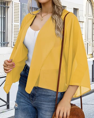 Image of Womens Summer Tops Short Shrugs Kimono Cardigans Casual Chiffon Bolero Jackets 2026